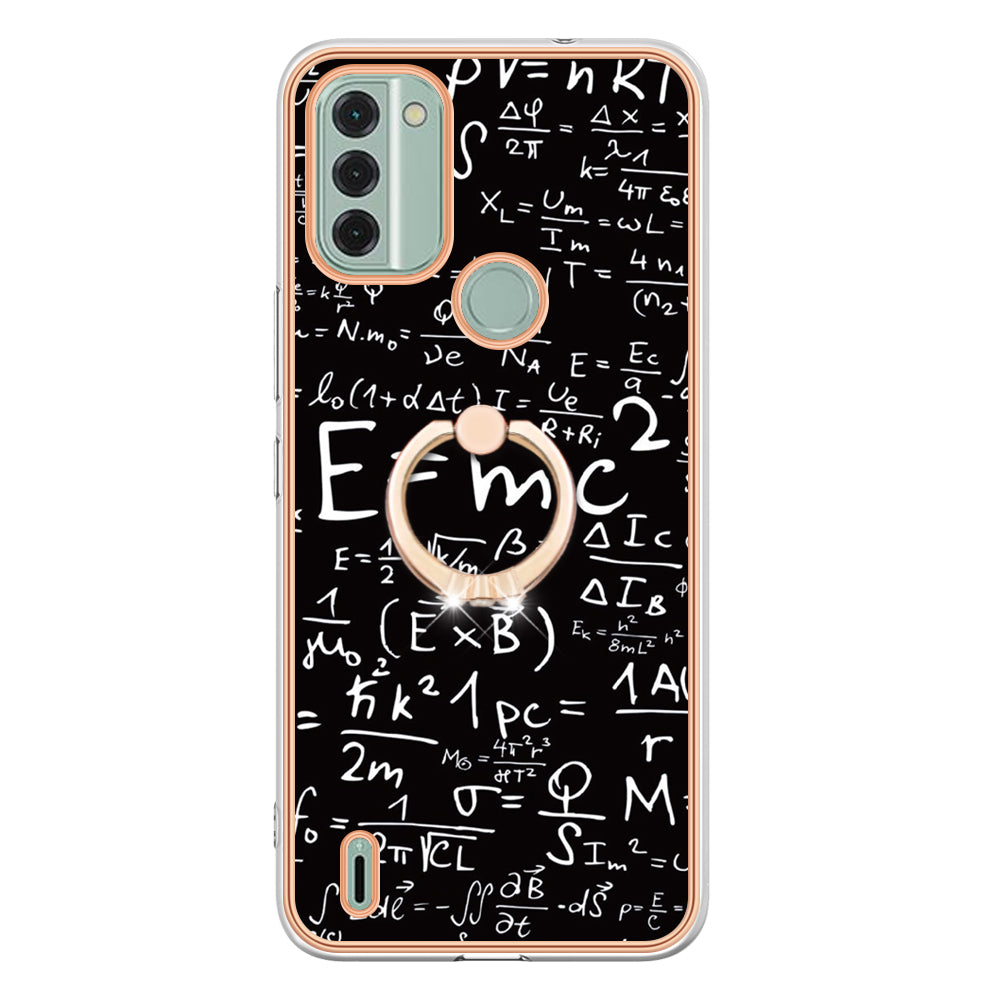 YB IMD Series-20 Style D IMD Pattern Phone Case for Nokia C31 4G , 2.0mm Electroplating Soft TPU Kickstand Cover