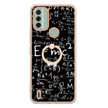 YB IMD Series-20 Style D IMD Pattern Phone Case for Nokia C31 4G , 2.0mm Electroplating Soft TPU Kickstand Cover