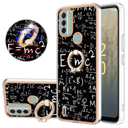 YB IMD Series-20 Style D IMD Pattern Phone Case for Nokia C31 4G , 2.0mm Electroplating Soft TPU Kickstand Cover