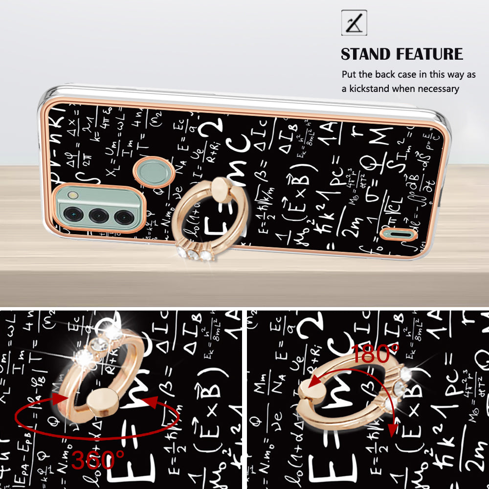 YB IMD Series-20 Style D IMD Pattern Phone Case for Nokia C31 4G , 2.0mm Electroplating Soft TPU Kickstand Cover