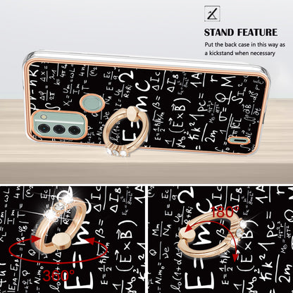 YB IMD Series-20 Style D IMD Pattern Phone Case for Nokia C31 4G , 2.0mm Electroplating Soft TPU Kickstand Cover