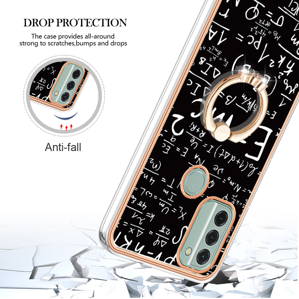 YB IMD Series-20 Style D IMD Pattern Phone Case for Nokia C31 4G , 2.0mm Electroplating Soft TPU Kickstand Cover