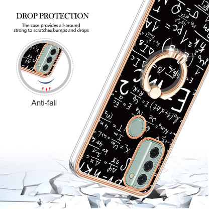 YB IMD Series-20 Style D IMD Pattern Phone Case for Nokia C31 4G , 2.0mm Electroplating Soft TPU Kickstand Cover