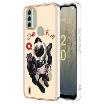 YB IMD Series-20 Style D IMD Pattern Phone Case for Nokia C31 4G , 2.0mm Electroplating Soft TPU Kickstand Cover