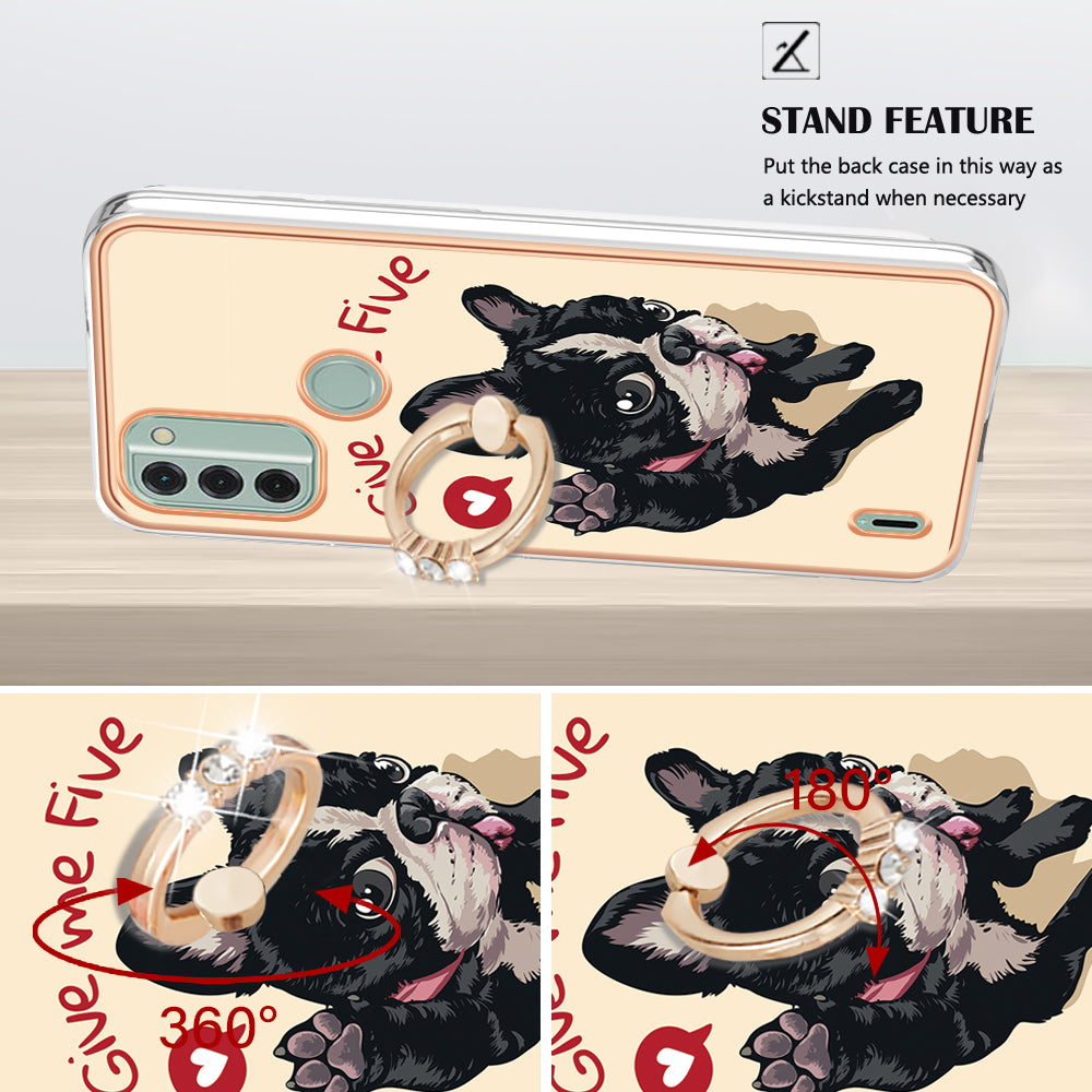 YB IMD Series-20 Style D IMD Pattern Phone Case for Nokia C31 4G , 2.0mm Electroplating Soft TPU Kickstand Cover