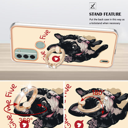 YB IMD Series-20 Style D IMD Pattern Phone Case for Nokia C31 4G , 2.0mm Electroplating Soft TPU Kickstand Cover