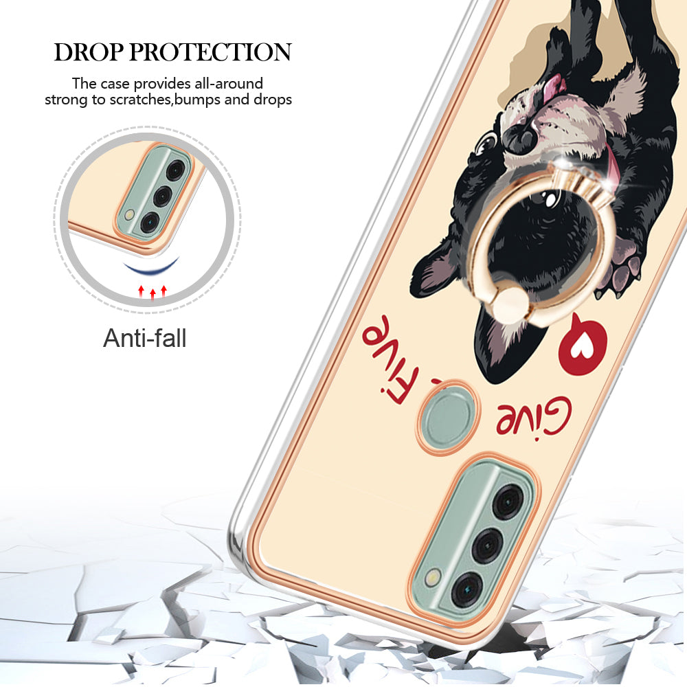 YB IMD Series-20 Style D IMD Pattern Phone Case for Nokia C31 4G , 2.0mm Electroplating Soft TPU Kickstand Cover