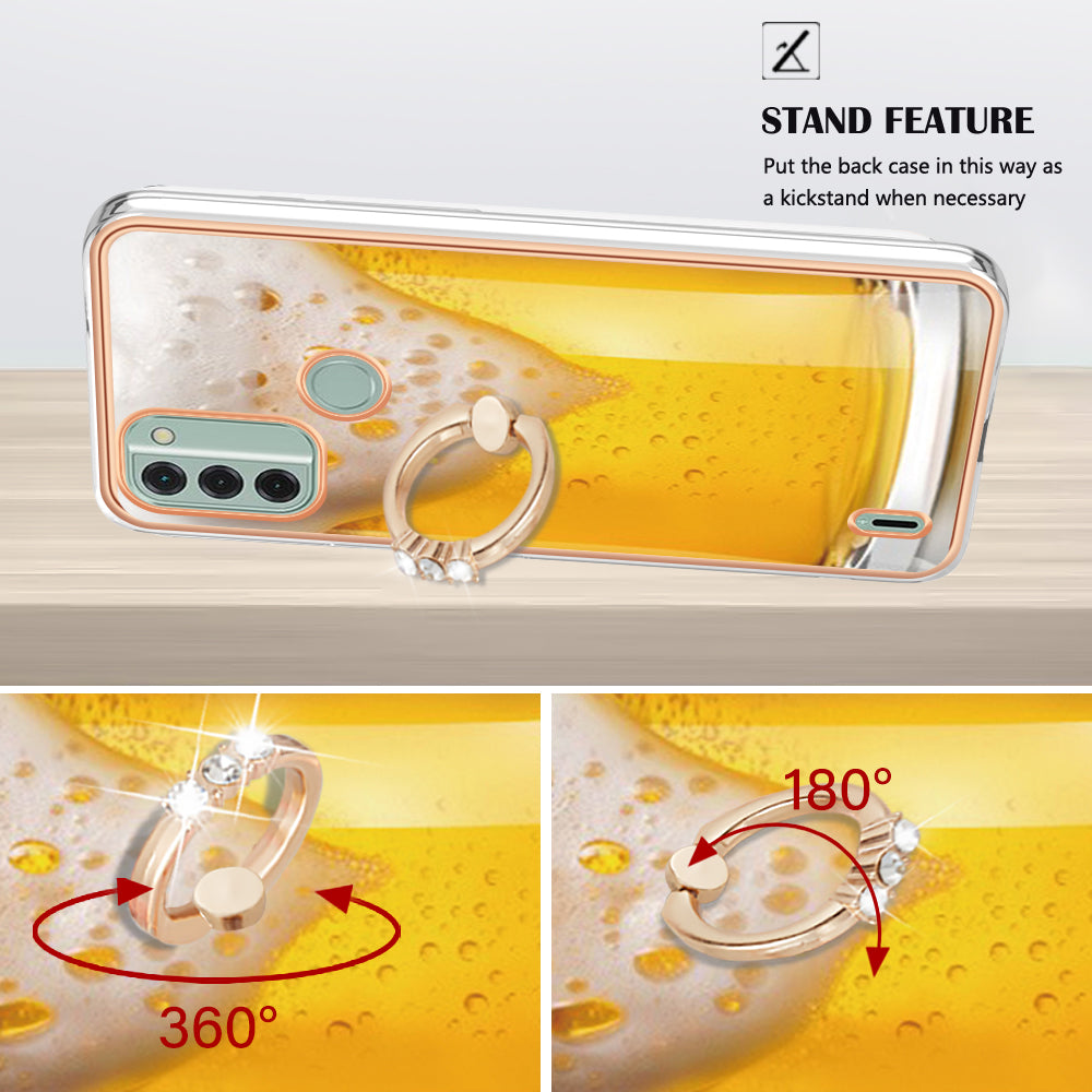 YB IMD Series-20 Style D IMD Pattern Phone Case for Nokia C31 4G , 2.0mm Electroplating Soft TPU Kickstand Cover