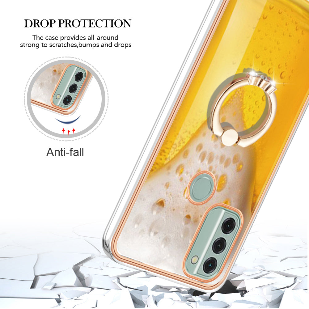 YB IMD Series-20 Style D IMD Pattern Phone Case for Nokia C31 4G , 2.0mm Electroplating Soft TPU Kickstand Cover