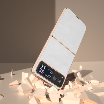 For Motorola Razr 40 5G Litchi Texture PU Leather+PC Back Case Nano Electroplating Phone Cover