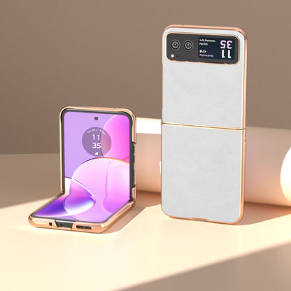 For Motorola Razr 40 5G Litchi Texture PU Leather+PC Back Case Nano Electroplating Phone Cover