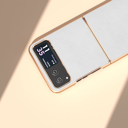 For Motorola Razr 40 5G Litchi Texture PU Leather+PC Back Case Nano Electroplating Phone Cover