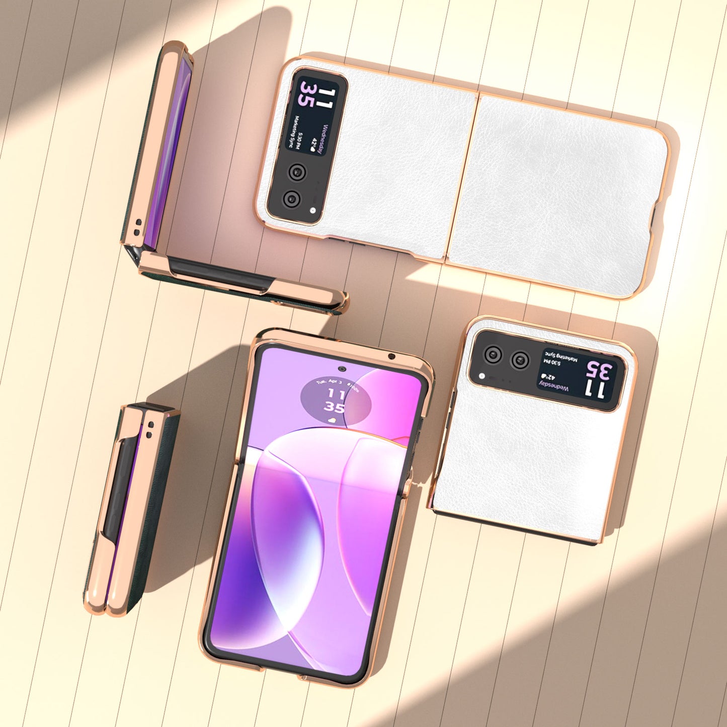 For Motorola Razr 40 5G Litchi Texture PU Leather+PC Back Case Nano Electroplating Phone Cover