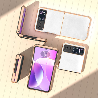 For Motorola Razr 40 5G Litchi Texture PU Leather+PC Back Case Nano Electroplating Phone Cover