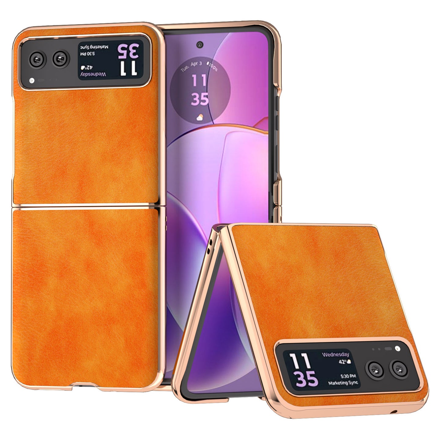 For Motorola Razr 40 5G Litchi Texture PU Leather+PC Back Case Nano Electroplating Phone Cover