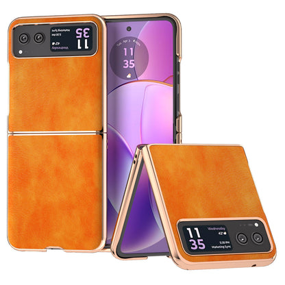For Motorola Razr 40 5G Litchi Texture PU Leather+PC Back Case Nano Electroplating Phone Cover