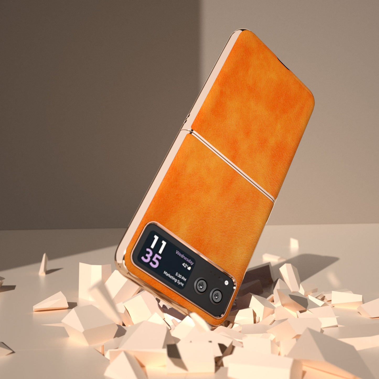 For Motorola Razr 40 5G Litchi Texture PU Leather+PC Back Case Nano Electroplating Phone Cover