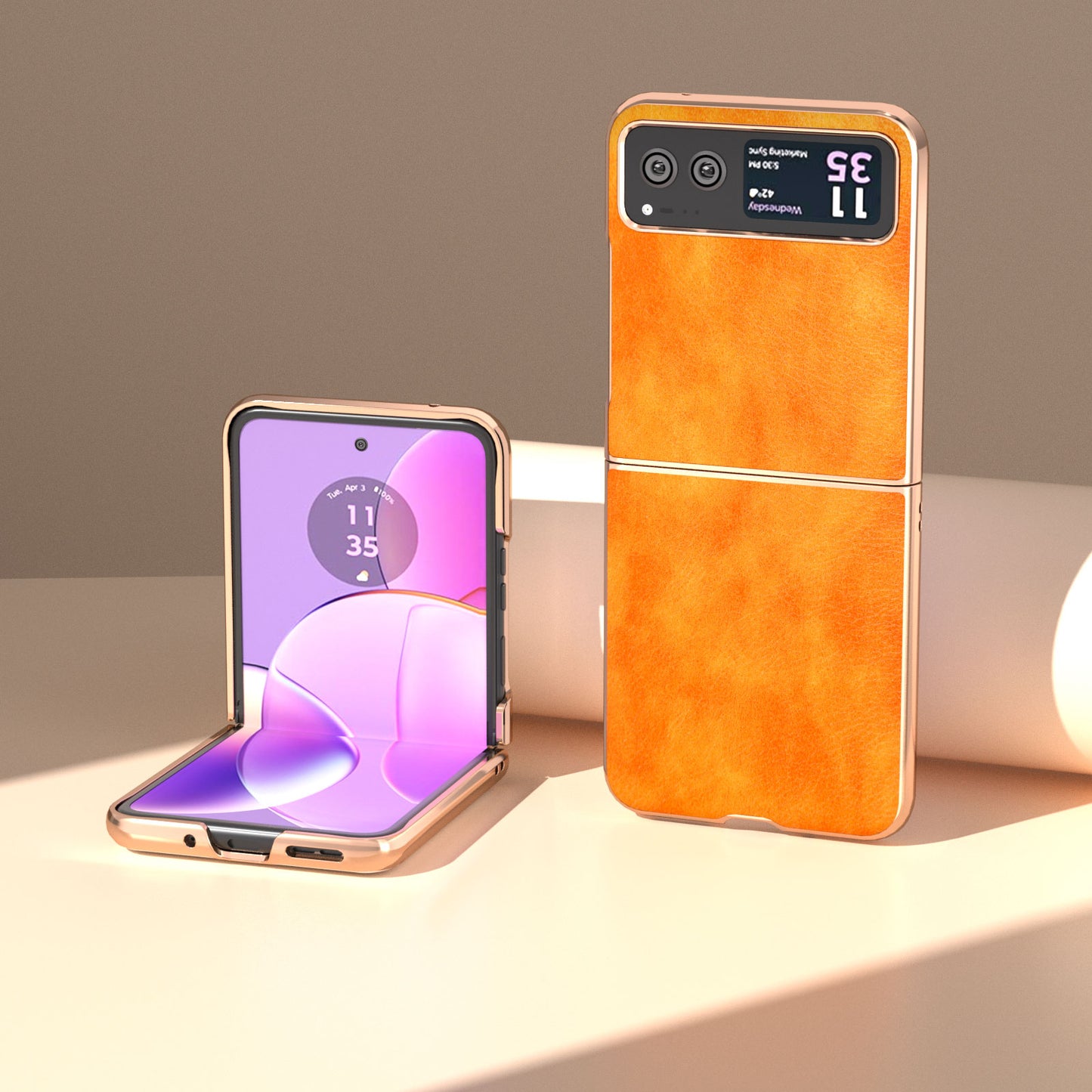 For Motorola Razr 40 5G Litchi Texture PU Leather+PC Back Case Nano Electroplating Phone Cover