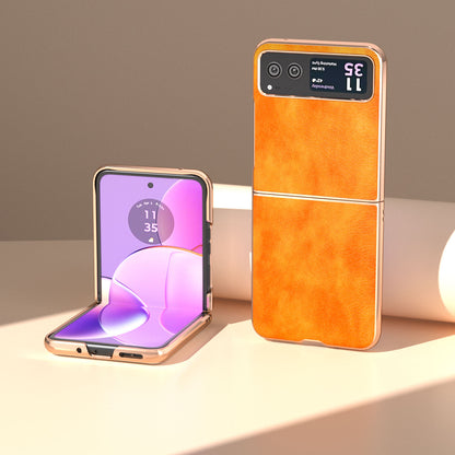 For Motorola Razr 40 5G Litchi Texture PU Leather+PC Back Case Nano Electroplating Phone Cover