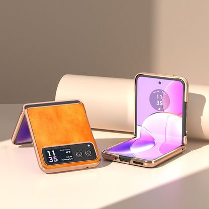 For Motorola Razr 40 5G Litchi Texture PU Leather+PC Back Case Nano Electroplating Phone Cover