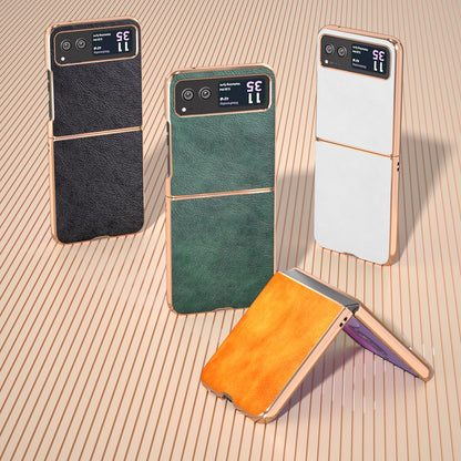 For Motorola Razr 40 5G Litchi Texture PU Leather+PC Back Case Nano Electroplating Phone Cover
