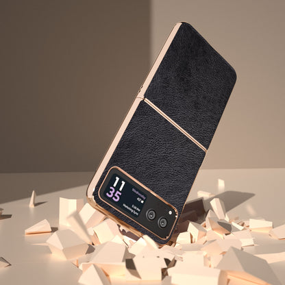 For Motorola Razr 40 5G Litchi Texture PU Leather+PC Back Case Nano Electroplating Phone Cover