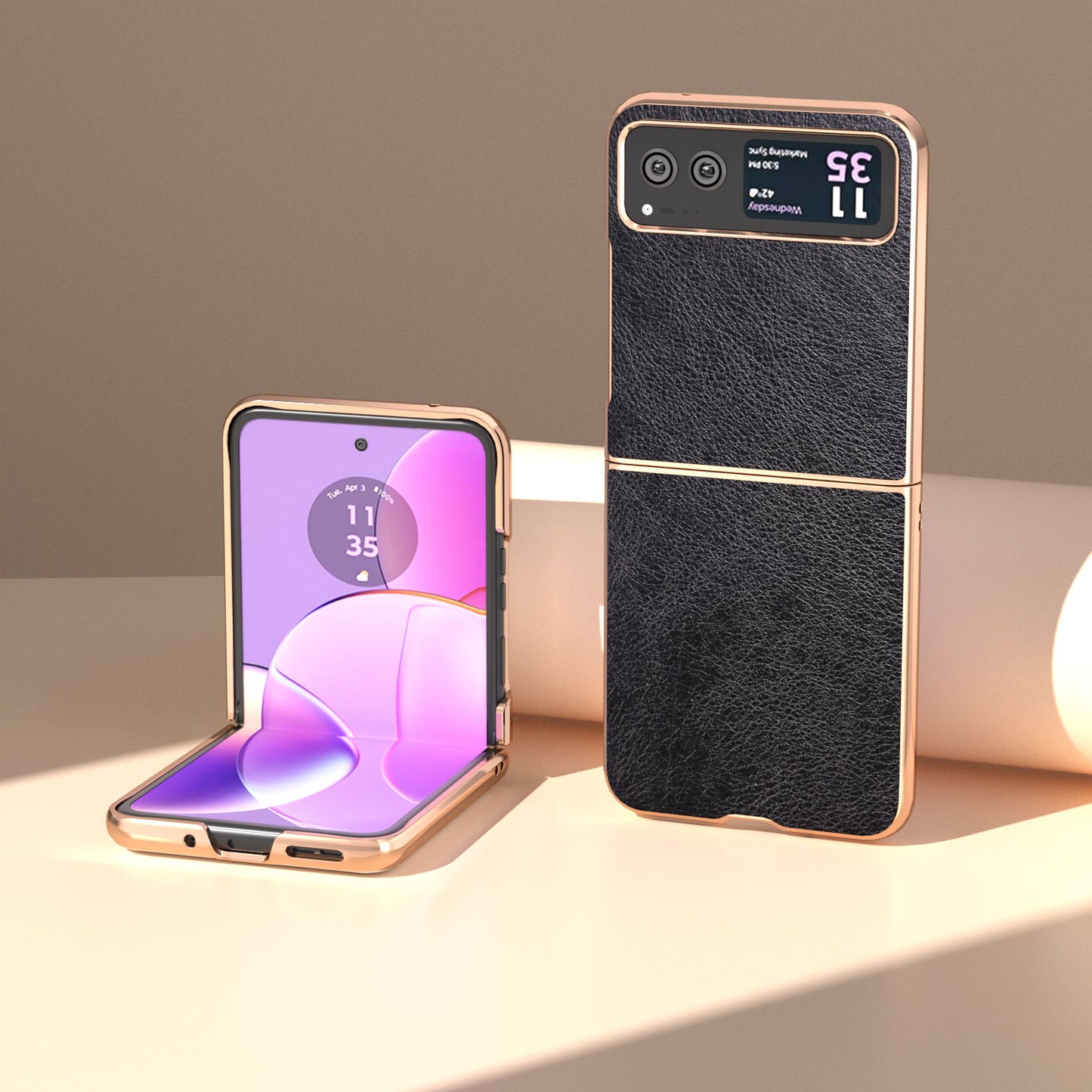 For Motorola Razr 40 5G Litchi Texture PU Leather+PC Back Case Nano Electroplating Phone Cover