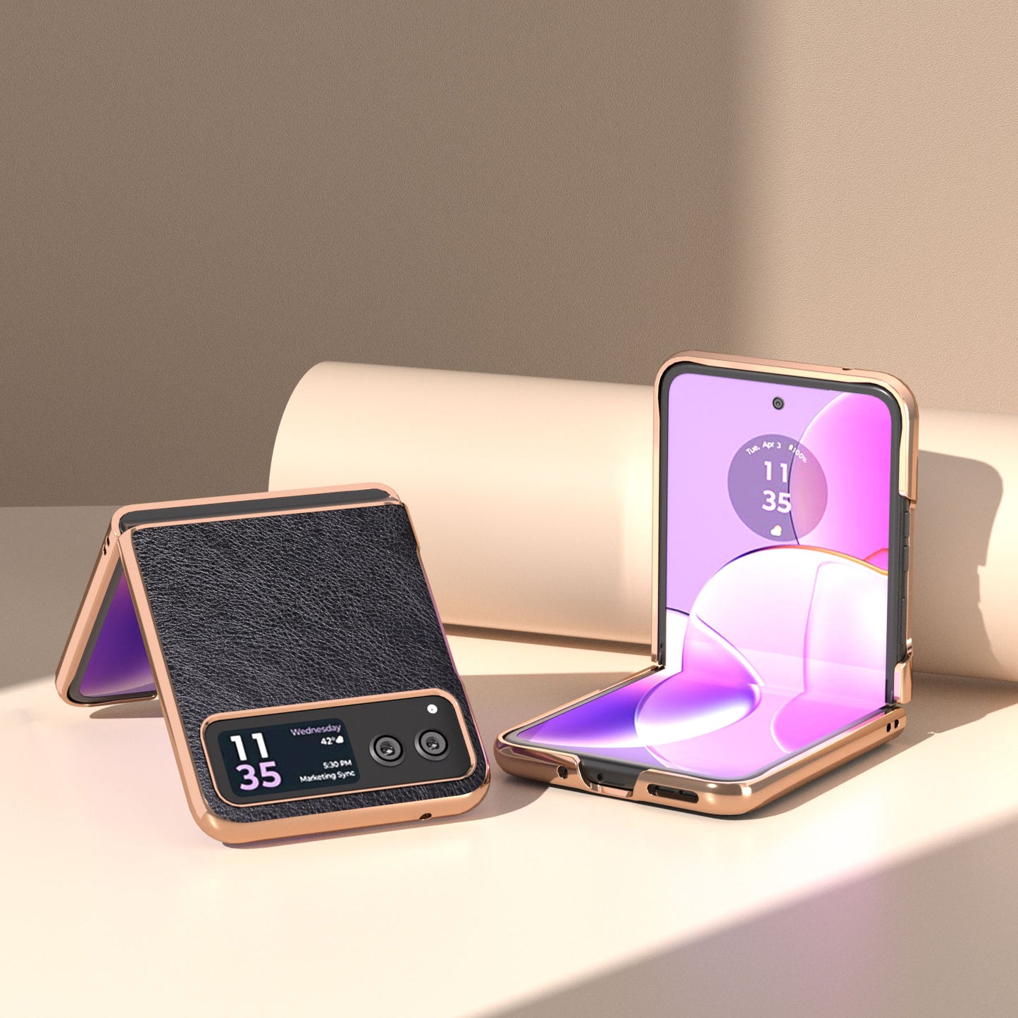 For Motorola Razr 40 5G Litchi Texture PU Leather+PC Back Case Nano Electroplating Phone Cover