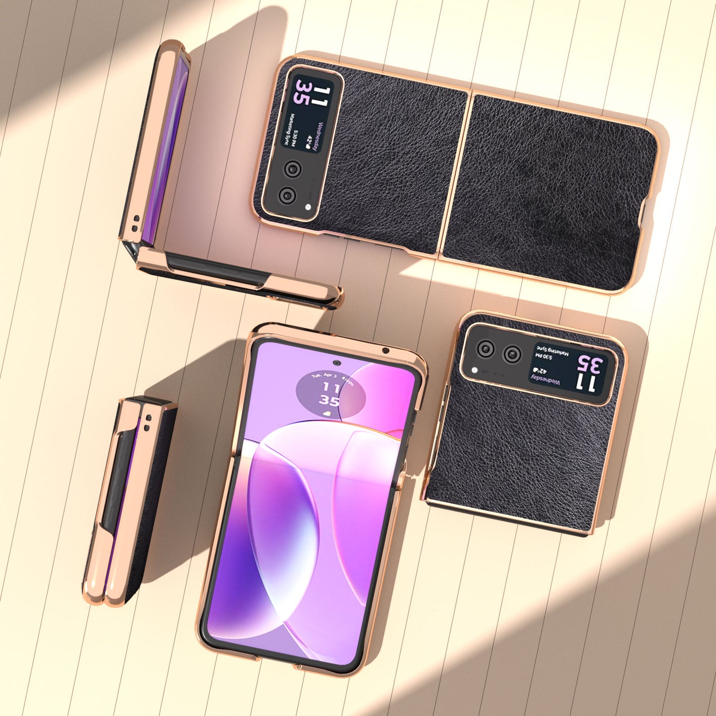 For Motorola Razr 40 5G Litchi Texture PU Leather+PC Back Case Nano Electroplating Phone Cover