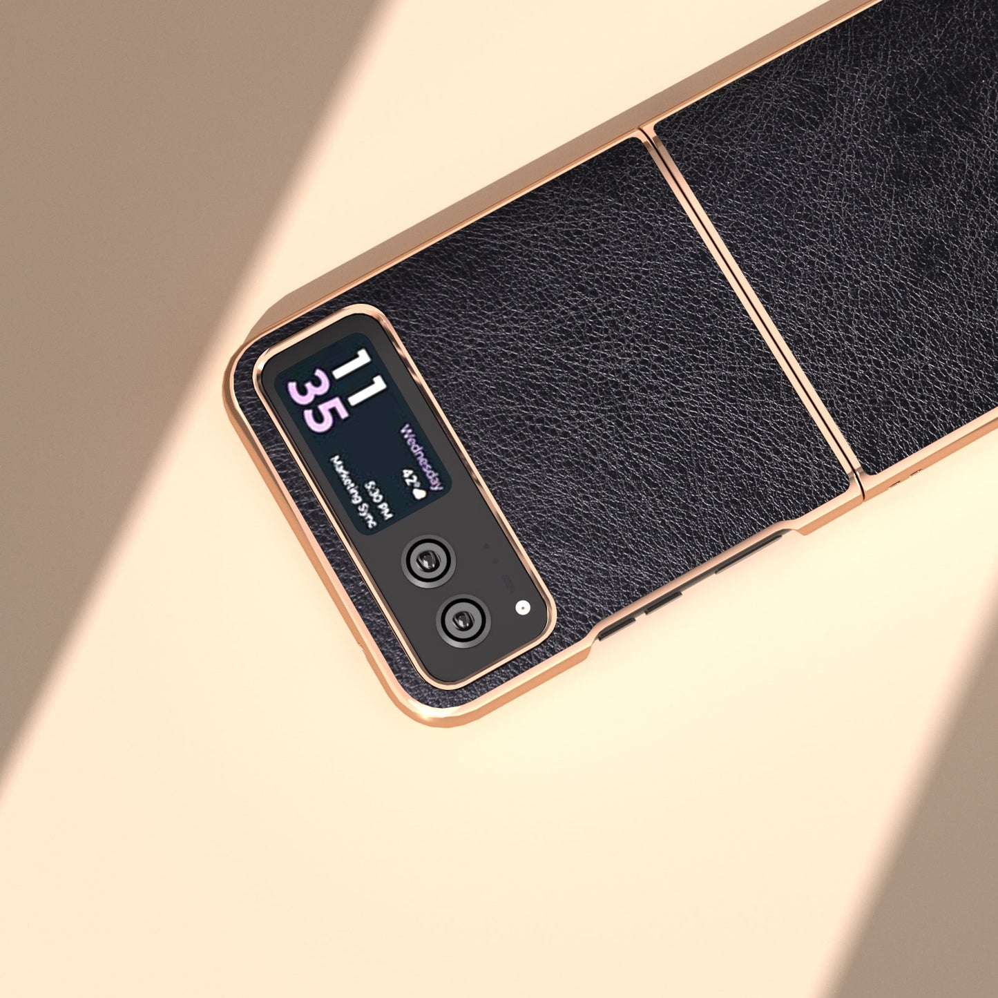 For Motorola Razr 40 5G Litchi Texture PU Leather+PC Back Case Nano Electroplating Phone Cover