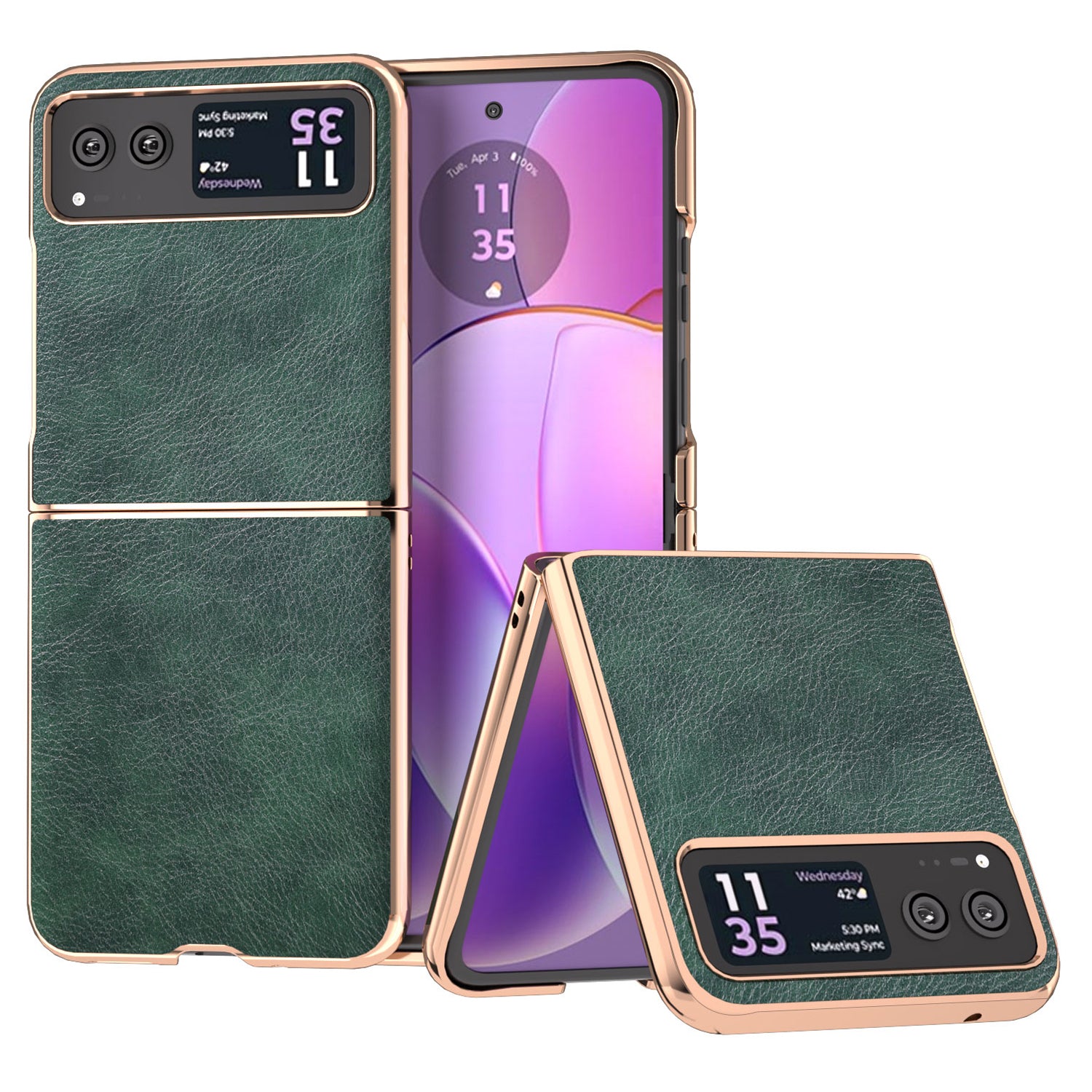 For Motorola Razr 40 5G Litchi Texture PU Leather+PC Back Case Nano Electroplating Phone Cover