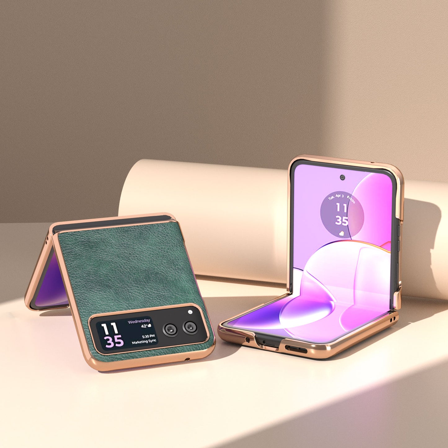 For Motorola Razr 40 5G Litchi Texture PU Leather+PC Back Case Nano Electroplating Phone Cover