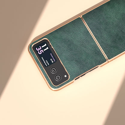 For Motorola Razr 40 5G Litchi Texture PU Leather+PC Back Case Nano Electroplating Phone Cover