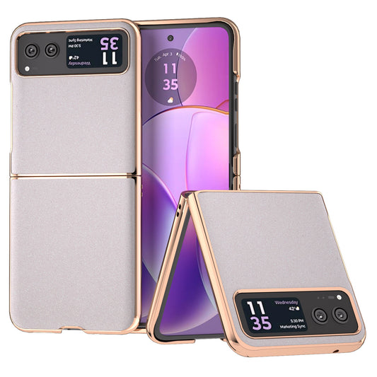 For Motorola Razr 40 5G PU Leather + PC Glitter Phone Case Nano Electroplating Scratch Proof Cover