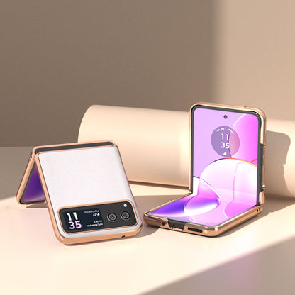 For Motorola Razr 40 5G PU Leather + PC Glitter Phone Case Nano Electroplating Scratch Proof Cover