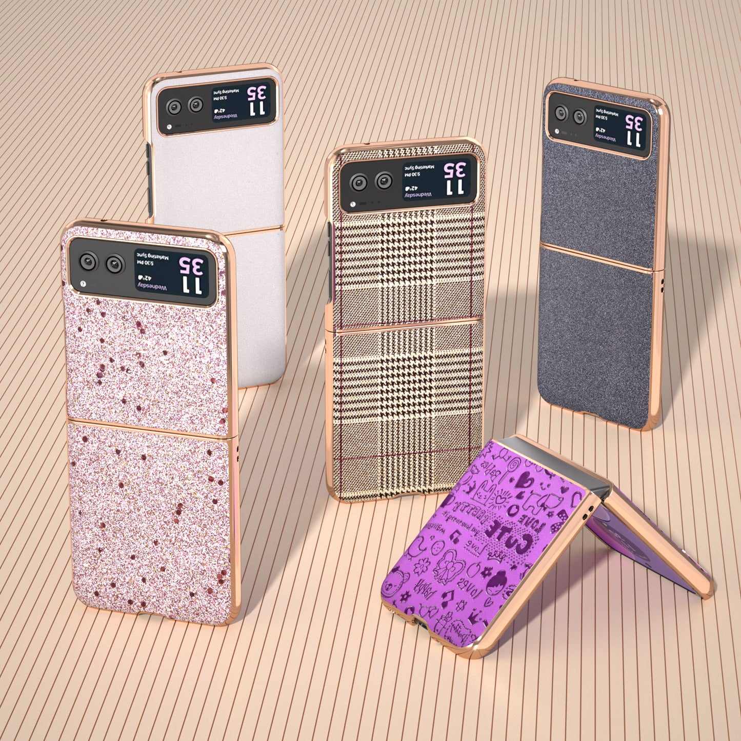 For Motorola Razr 40 5G PU Leather + PC Glitter Phone Case Nano Electroplating Scratch Proof Cover
