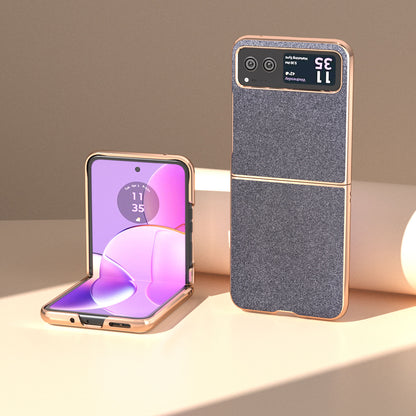 For Motorola Razr 40 5G PU Leather + PC Glitter Phone Case Nano Electroplating Scratch Proof Cover