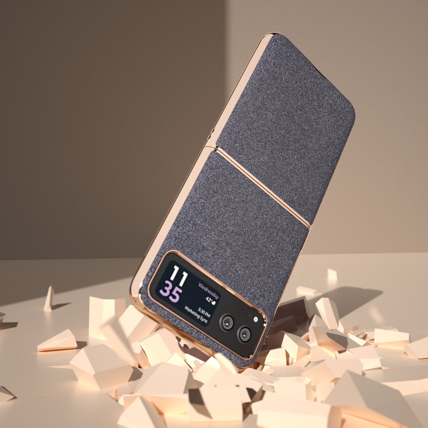 For Motorola Razr 40 5G PU Leather + PC Glitter Phone Case Nano Electroplating Scratch Proof Cover