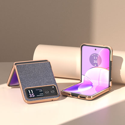 For Motorola Razr 40 5G PU Leather + PC Glitter Phone Case Nano Electroplating Scratch Proof Cover