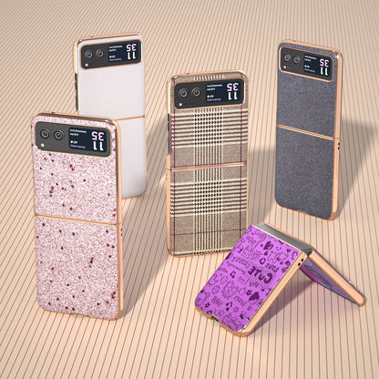 For Motorola Razr 40 5G PU Leather + PC Glitter Phone Case Nano Electroplating Scratch Proof Cover