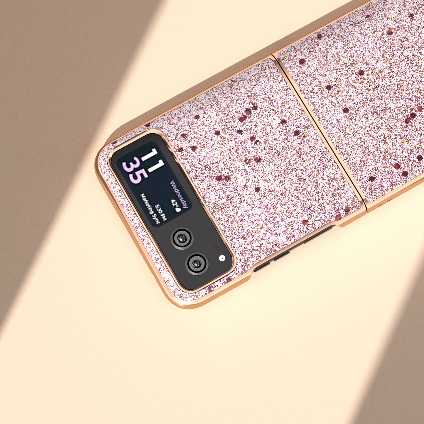 For Motorola Razr 40 5G PU Leather + PC Glitter Phone Case Nano Electroplating Scratch Proof Cover