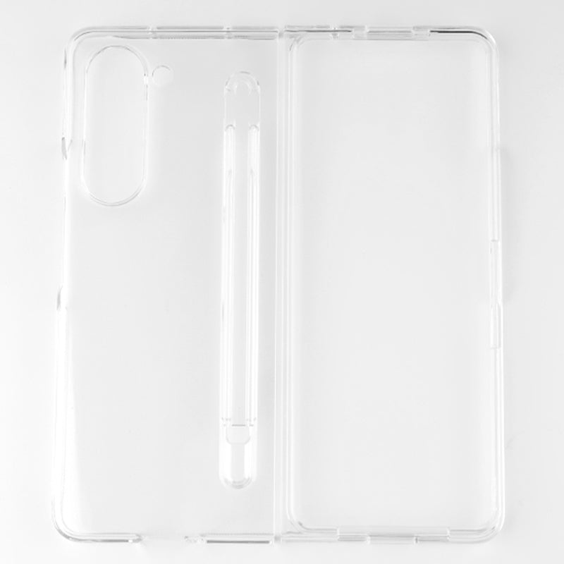 For Samsung Galaxy Z Fold5 5G Transparent Phone Case Hard PC Anti-Scratch Cover with Pen Holder