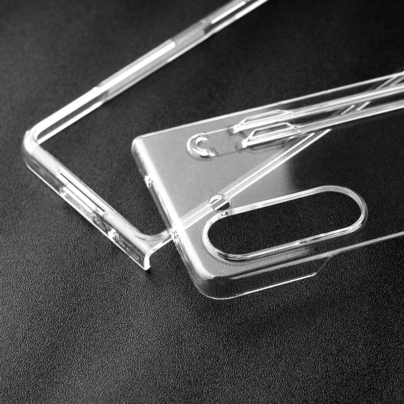 For Samsung Galaxy Z Fold5 5G Transparent Phone Case Hard PC Anti-Scratch Cover with Pen Holder