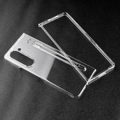 For Samsung Galaxy Z Fold5 5G Transparent Phone Case Hard PC Anti-Scratch Cover with Pen Holder