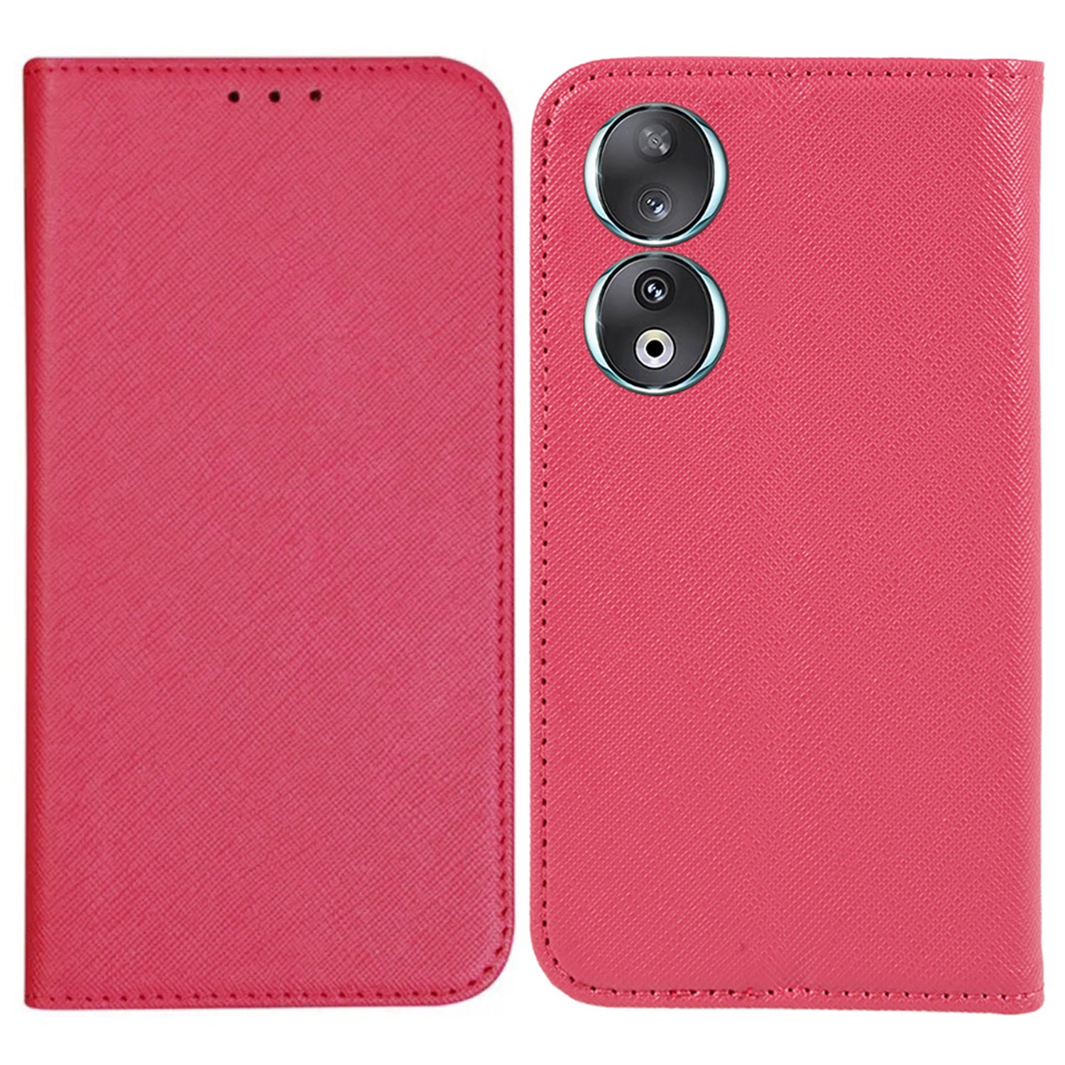 For Honor 90 PU Leather Wallet Stand Anti-drop Case Cross Texture Magnetic Closing Phone Cover