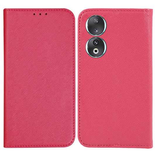 For Honor 90 PU Leather Wallet Stand Anti-drop Case Cross Texture Magnetic Closing Phone Cover