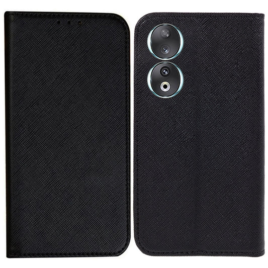 For Honor 90 PU Leather Wallet Stand Anti-drop Case Cross Texture Magnetic Closing Phone Cover