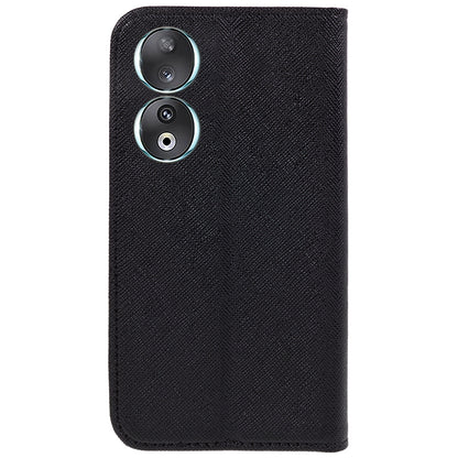 For Honor 90 PU Leather Wallet Stand Anti-drop Case Cross Texture Magnetic Closing Phone Cover