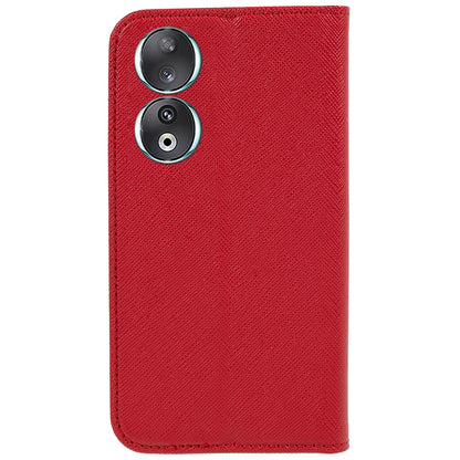 For Honor 90 PU Leather Wallet Stand Anti-drop Case Cross Texture Magnetic Closing Phone Cover