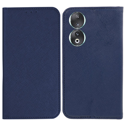 For Honor 90 PU Leather Wallet Stand Anti-drop Case Cross Texture Magnetic Closing Phone Cover